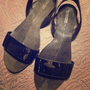 Black also jelly sandals